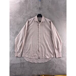 Billy Reid Button Down Shirt Mens Size Large White Check Plaid Long Sleeve